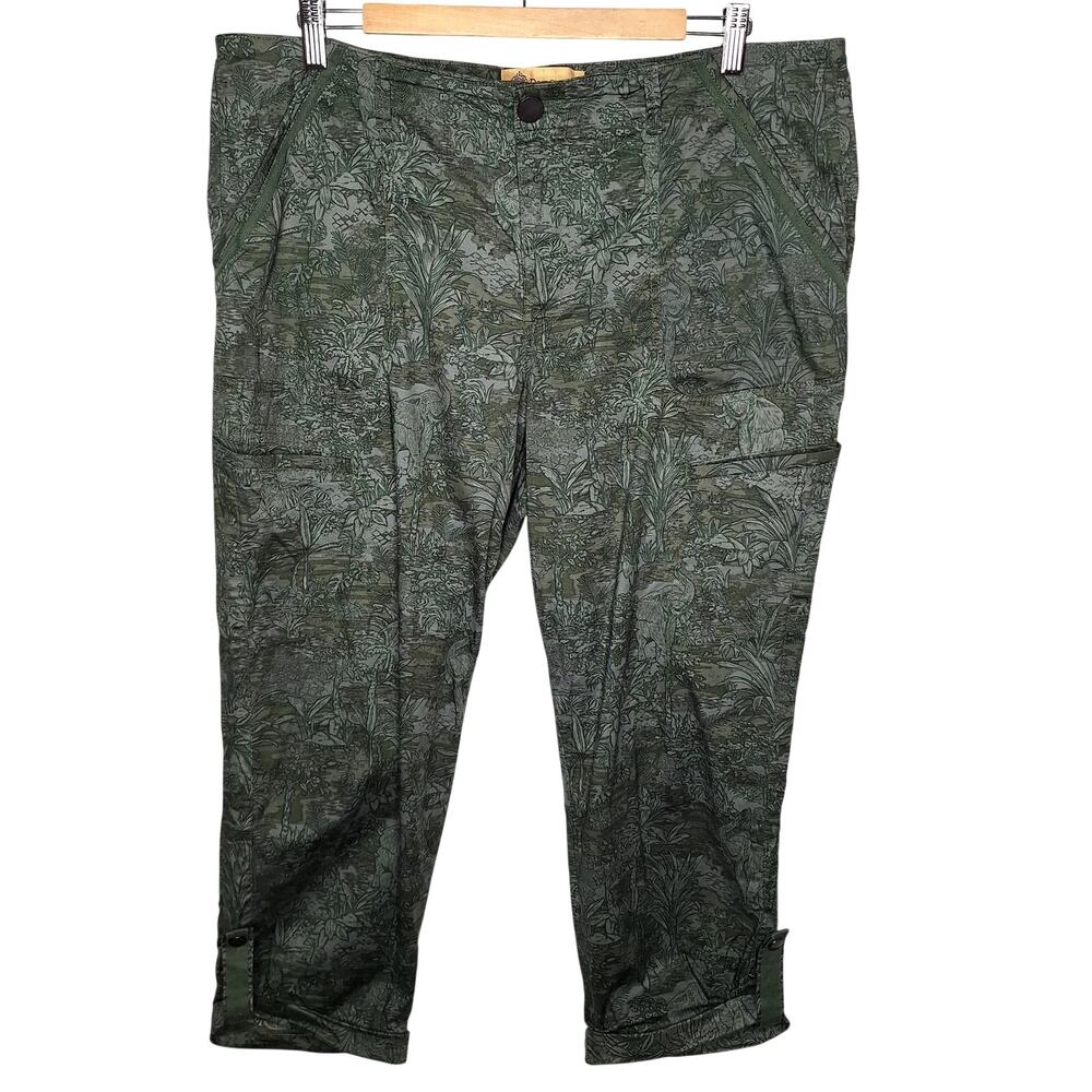 Democracy "Flex"ellent Cargo Pants 14 Jungle Safari Elephant Tiger Roll Tab Crop